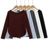 Camiseta Feminina de Manga Longa com Gola Redonda Pequena, Estilo Americano, Solta para Dança, Outono, Estilo Europeu e Americano, Novo Top Esportivo Slimming para Yoga