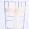 Respaldo de silla de encaje transfronterizo nuevo con flores para boda al aire libre, respaldo de silla de bambú con lazo, cinta decorativa