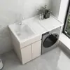 Gabinete de lavandería de aluminio tipo panal, gabinete complementario para lavadora de balcón, combinación de lavabo integrado con tabla de lavar, gabinete de baño