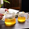 Tetera de Vidrio Rayada Nueva para Preparar Té Cerca de la Estufa, Engrosada y Resistente a Altas Temperaturas, con Separación de Té y Agua, Tetera Floral, Tetera con Patrón Vertical