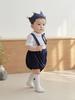 26 Novos Macacões de Bebê Estilo Coreano Primavera/Verão Shorts de Bebê Estilo Ins Calças de Bebê Estilo Britânico Roupa para Passeio