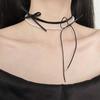 Design de nicho laço de couro pérola corrente dupla clavícula única chique tendência da moda colar nova moda