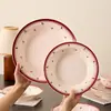 Juego de cuenco y plato de cerámica con esmalte interior, apto para uso doméstico, incluye cuencos de arroz y cuencos de sopa, y es apto para microondas. Un juego de regalo perfecto para una casa nueva