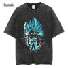 Cross-border LAZADA lavou velho americano retrô de manga curta manga curta T-shirt ins Street Masculino e feminino meia manga moda atacado