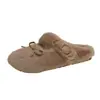 Zapatos Peludos Casuales Lindos Estilo Coreano con Lazo Calientes de Terciopelo Plus 2026 Zapatillas de Algodón Francés para Mujer ins Nuevo Estilo
