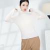 Camiseta Básica de Primavera y Otoño Miyake para Mujer, Elegante Cuello Medio Alto, Color Sólido, Corte Slim, Versátil Top Plisado de Manga Larga para Mujer