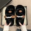 Pantuflas de Pelo de Perro Ojos Grandes Lindas para Casa Ocio Pareja Pantuflas de Felpa Suela Gruesa de 4 cm Antideslizantes Pantuflas de Invierno