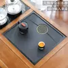 Bandeja de Chá Pedra Dourada Preta Tamanho Acessórios de Mesa de Chá Embutido Doméstico Cobertura Completa Mesa de Chá Placa Anti-vazamento