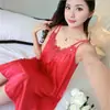 Saia de Cetim Sexy Tentação Cor Sólida Primavera e Verão Fina tipo Seda Vestido de Noite Feminino Seda Gelo Roupas de Casa Pijamas