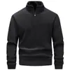 Moletom Masculino com Meio Zíper e Estampa Oriental em Ambos os Lados, Estilo Coreano Moda Casual Tendência Cor Sólida Quente Manga Longa Camiseta Básica para Homens