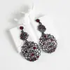Pendientes Amazon transfronterizos, extragrandes, electrochapados, elegantes, de estilo largo, con un toque de alta gama, adornados con borlas y pedrería negra