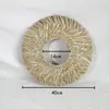 Espejo Tejido de Paja Estilo Bohemio Étnico Espejo Decorativo Colgante Borla Hecha a Mano Tejida Colgante de Pared Decoración de Pared para Mesita de Noche para Casa de Huéspedes