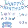 Novas decorações de banner de festa de aniversário com tema de sereia, painel de fundo para aniversário infantil, guirlanda e suprimentos de decoração