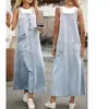 Falda de tirantes azul para mujer, talla estándar, simple y elegante, muy adecuada para el uso diario