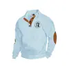 Amazon Best-Selling Transfronterizo Otoño e Invierno Talla Europea Hombre Casual al Aire Libre Cuello Alto Imitación Manga Larga Estampado Sudadera con Tres Botones