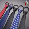 Corbata de Hombre Cremallera Boda Novio Negocios Ropa Formal Negro Rayado Nudo Libre Traje Camisa Casual