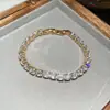 Pulsera Cuadrada de Flor Geométrica Incrustada con Circonita, Sensación de Lujo Ligero y Gama Alta, Exquisita y Elegante, Joyería de Mano Versátil al por Mayor