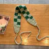 Diadema Dulce Tejida a Mano con Cuadros Vintage para Mujer, Bufanda para la Cabeza Estilo Artístico al Aire Libre de Primavera y Otoño, Gorro Tejido, Diadema