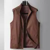 Chal Casual para Hombre 2026 Primavera/Verano Lujo Cuello Alto Cremallera Tejido Lana Sin Mangas Chaqueta Estilo Old Money de Gama Alta