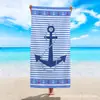 Toalla de Playa de Microfibra con Rayas y Anclas Simple, Toalla de Playa de Secado Rápido y Absorbente de Agua, Toalla de Baño, Toalla de Playa de Envío Transfronterizo