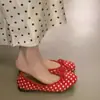 Zapatos Planos Estilo Coreano con Lunares de Grulla Blanca y Lazo Bajo French Flats para Mujer Modelo Nuevo 2026 Mocasines Planos Versátiles Slip-On