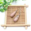 Venta al por mayor de fábrica aretes largos de cristal natural forma de gota de agua amatista Ojo de Tigre Joyería con gancho para la oreja aretes redondos de gota de agua DIY