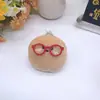 Pingente de pelúcia, chaveiro de óculos fofo, pingente para bolsa, chaveiro, pingente pequeno, acessório de decoração para mochila e bolsa de celular de meninas