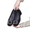 Nueva Colección Otoño 2026: Elegantes Zapatos Negros para Mujer, Estilo Francés, sin Cordones, de Cuello Bajo Cuadrado, con Pedrería, Suela Suave y Cómodos
