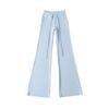 Pantalones Casuales de Color Sólido Estilo Chica Picante de Cintura Baja con Cordón y Lazo Ligeramente Acampanados para Mujer, Ajustados, para Yoga, Fitness, Pegados a la Cadera, de Longitud Completa