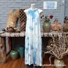 ¡Comentarios sobre la Oferta Especial! Vestido Largo Azul Índigo a Base de Plantas Teñido a Mano con Técnica Tie-Dye, Escote Halter, Tirantes, Espalda con Cordones