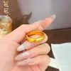Joias Banhadas a Ouro Estilo Antigo, Anel com Acabamento Escovado, Design de Nicho, Cor Duradoura, Anel Fechado para Mulheres, Luxo Leve, Cor Uniforme por Dentro e por Fora