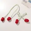 Tecido Atmosfera Romântica Francesa Tulipa em Botão DIY Cortina Agrupada com Adorno de Cabeça Acessórios para Roupas