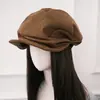 Boina Pregueada para Frente Estilo Japonês, Boina Irregular de Nicho, Boina de Jovem Repórter Retro Afina o Rosto, Chapéu Quente de Inverno