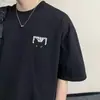 Camiseta de Manga Corta de Verano 2025 para Hombre, Camiseta de Manga Corta Versátil Casual de Marca de Moda, Top Casual de Algodón Puro Holgado Estilo Perezoso para Hombre