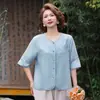 2026 Nuevo Conjunto de Ropa de Verano Estilo Chino para Mamá Top Casual 2026 Nueva Blusa Bordada de Alta Gama para Mujeres de Mediana Edad y Mayores