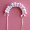 Topper para Pastel de Corazón con Arco de Bola de Pelo Decoración de Horneado de Cumpleaños Accesorios de Escena Ins Arcoíris Postre Festivo