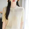 Cárdigan de Punto Morado de Manga Tres Cuartos para el Trabajo, Corte Ajustado, Top de Moda Polo Adelgazante, Ropa para Mujer, Camiseta de Verano 2026
