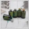 Tapa metálica verde hombro inclinado botella para cebo 100ml tapa de rosca cuerpo de la botella botella para gel de baño botella para hidrosol botella para champú