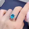 Anillo de Topacio Paraíba Natural Piedra Principal 8*10mm Cuerpo Completamente Limpio Calidad Color Fuego Súper Impresionante Plata 925 Mano de Obra de Precisión