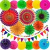 Decoração de Festa de Carnaval Mexicano de Aniversário Leques de Papel Coloridos Pendurados Papel Dinheiro de Papel Roupas com Bolinhas Terno Triângulo