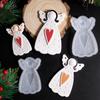 Molde de Silicone para Pendente de Anjo Coração de Natal com Asas Grandes e Pequenas e Pintas