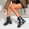 Zapatos de Mujer de Talla Grande de Color Sólido Europeo y Americano Botas Martin de Estilo Británico Botas de Suela Gruesa de Otoño e Invierno Botines Negros Botas Individuales de Primavera y Otoño para Mujer