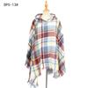 Comércio Exterior Primavera, Outono e Inverno Xadrez Comprimento Médio com Capuz Xale Estilo Europeu e Americano Natal Fio Loop Manto Xale de Poliéster