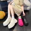 Pantuflas de algodón EVA para mujer, invierno, impermeables, suela gruesa, elevadoras, con felpa, para dormitorio estudiantil, bonitas, cálidas, zapatos de algodón