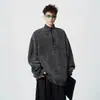 Sudadera fina de estilo americano deconstruida con media cremallera para hombre, talla grande, elegante y genial, chaqueta tipo pullover, marca de tendencia de invierno, ropa de hombre de alta gama