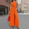 Conjunto de Dos Piezas para Mujer, Elegante Estilo Callejero, sin Mangas, Largo, con Pantalones de Pierna Ancha, Color Sólido, Atuendo para Ir al Trabajo, Verano 2025