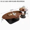 Mesa de centro ovalada de madera maciza color crema para sala de estar de apartamento pequeño estilo moderno de mediados de siglo de alta gama