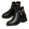 Zapatos de Algodón Suave para Madre, Botas de Mujer, Botines de Terciopelo de Invierno, Tacón Grueso, Planos, Botas Antideslizantes para Personas de Mediana Edad y Mayores