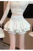 Falda de tarta de cintura alta para mujeres menudas, Falda tutú negra de línea A estilo ballet, Falda corta sexy blanca de primavera y verano