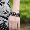 Yiwu joyería al por mayor joyería punk joyería de cuero fábrica directa pulsera de cuero genuino pulsera para estudiante hombre y mujer